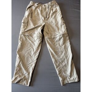 Simms Convertible Pants Mens M Khaki‎ Nylon Zip Off Cargo Fishing Hiking
